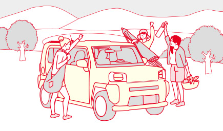 週末は友達と日帰りでおでかけ。クルマは運転しやすい軽自動車がいいな。